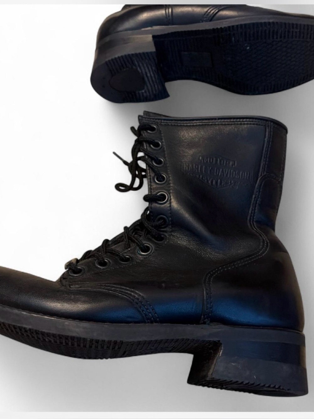 Harley-Davidson Black Leather Lace-Up Riding Boots size men’s 8.5